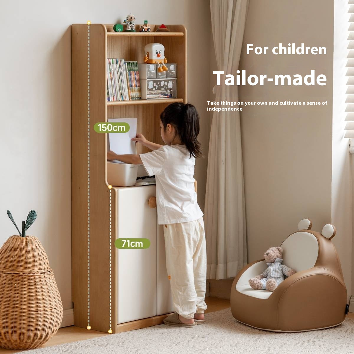 Beech Solid Wood Children's Bookcase