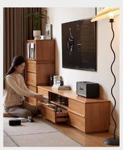 Cherry Solid Wood Modern Simple Floor TV Stand