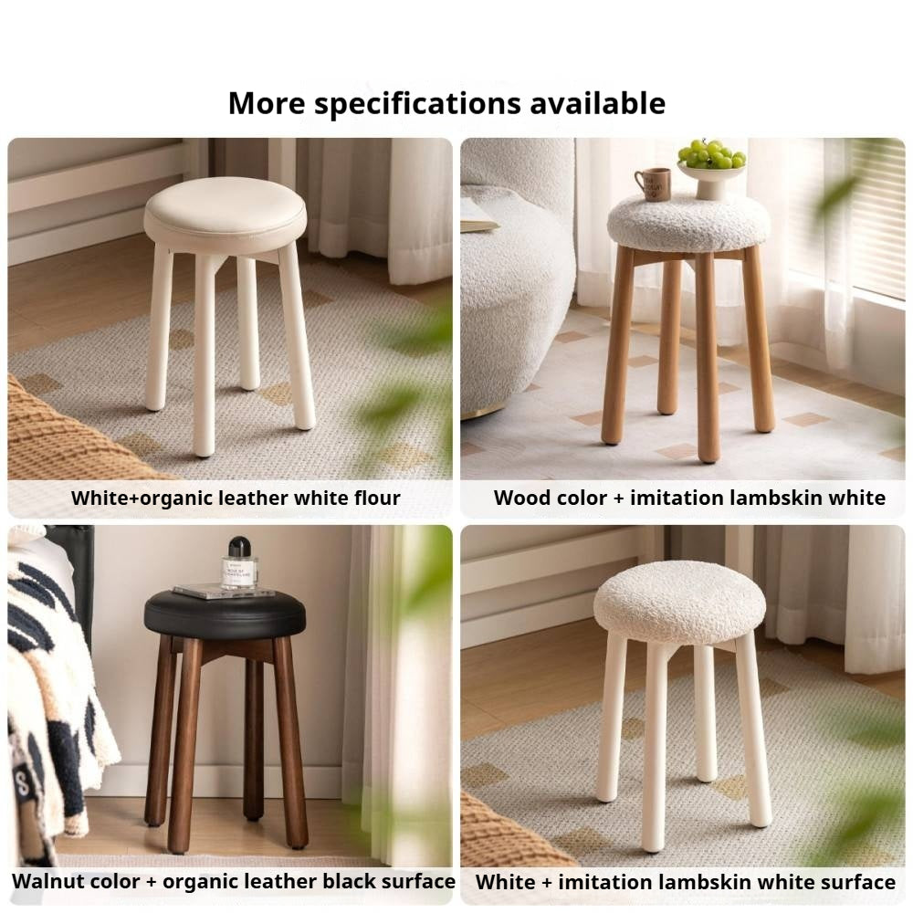 Solid Rubberwood Modern Soft Makeup Stool