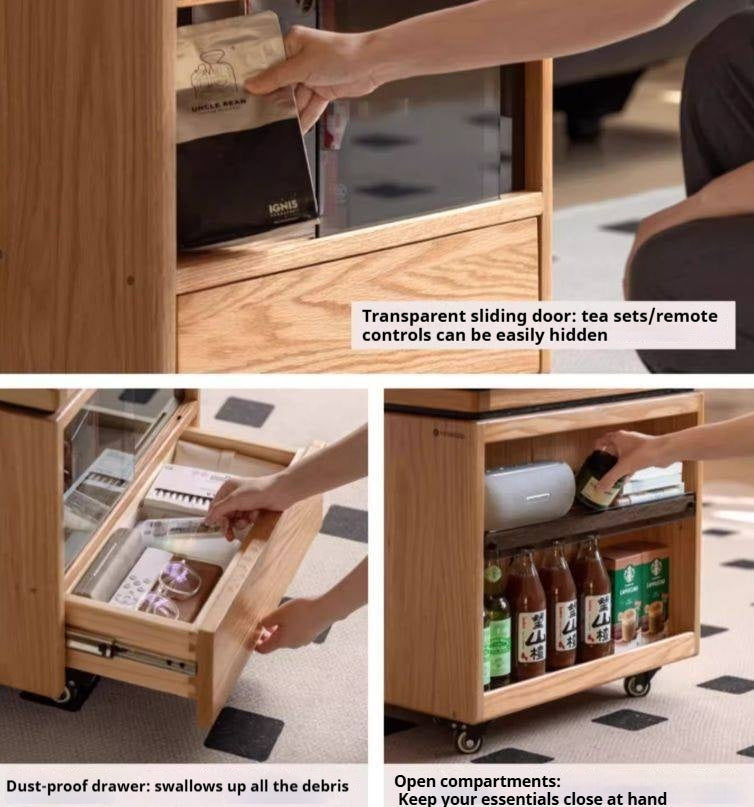 Oak Solid Wood Modern Elevating Folding Tea Table