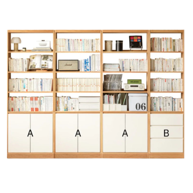 Oak Solid Wood Cream Wind Floor Bookshelves