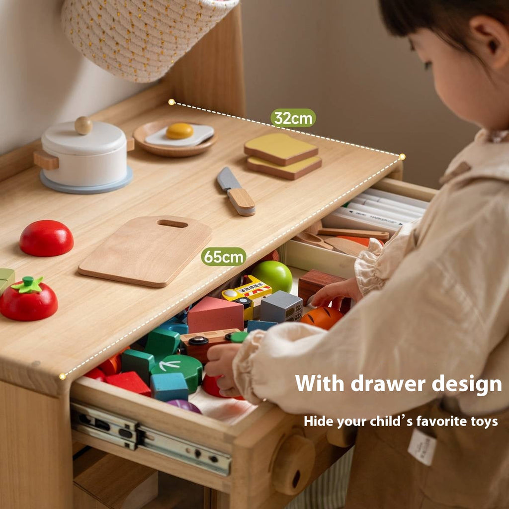 Poplar Solid Wood Montessori Kids Kitchen Cabinet