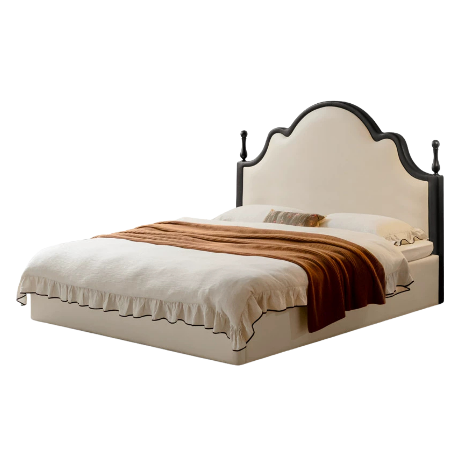 Ecological Cloud Leather French Retro Edge White Box Bed