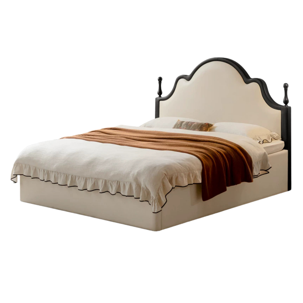 Ecological Cloud Leather French Retro Edge White Box Bed