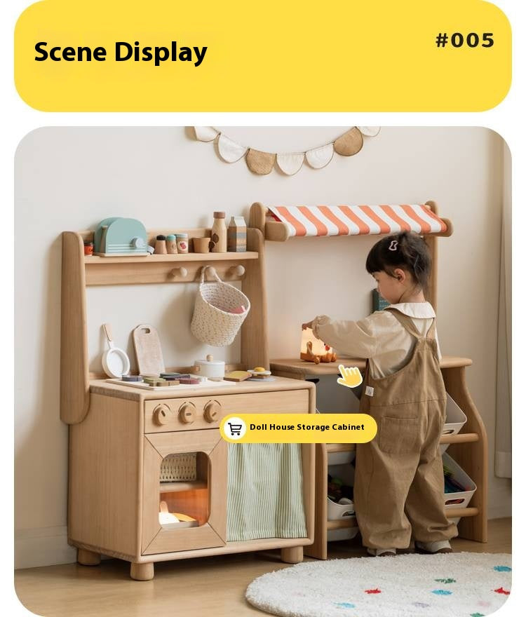 Poplar Solid Wood Montessori Kids Kitchen Cabinet