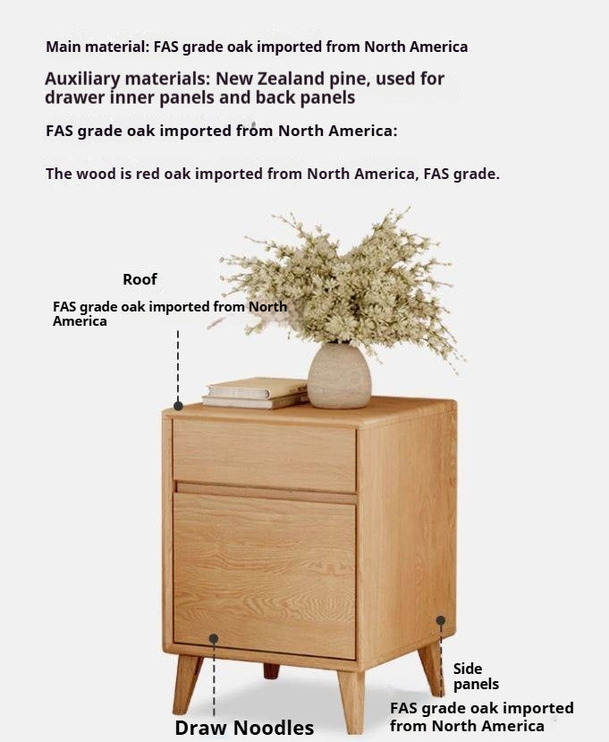 Oak Solid Wood Nordic Style Nightstand