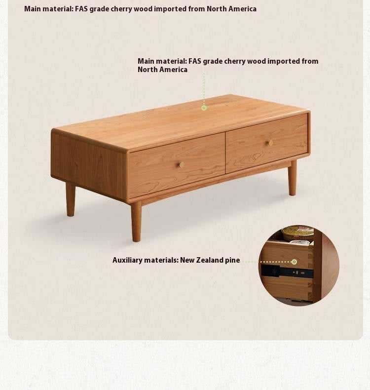 Cherry Solid Wood Medieval Style Coffee Table