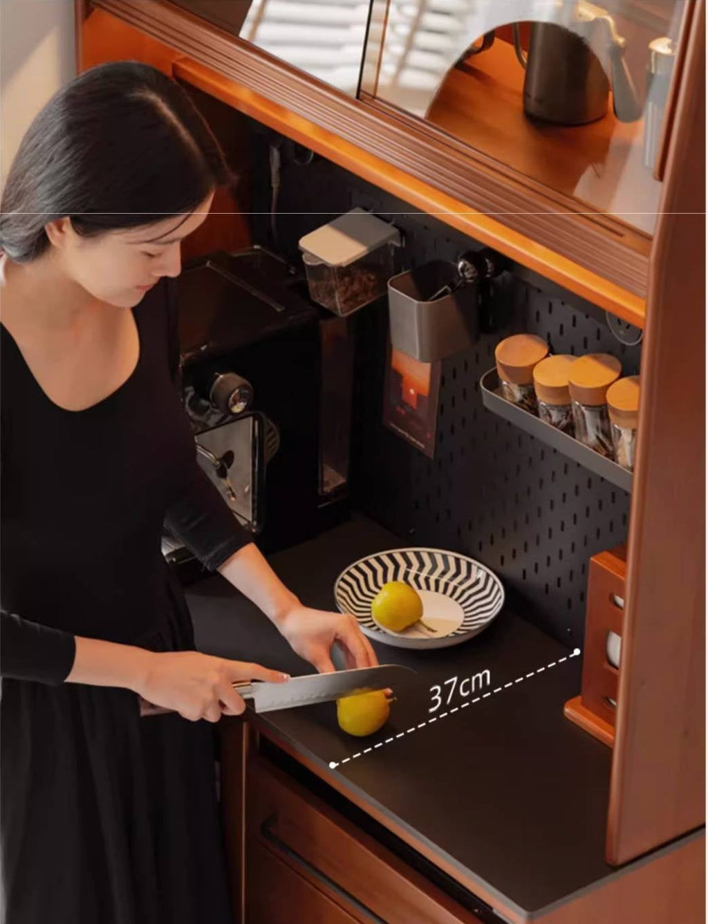 Poplar Solid Wood Antique Style Rock Board Buffet