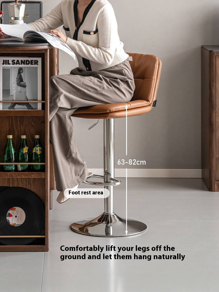 Leather High Backrest Rotating Bar Chair