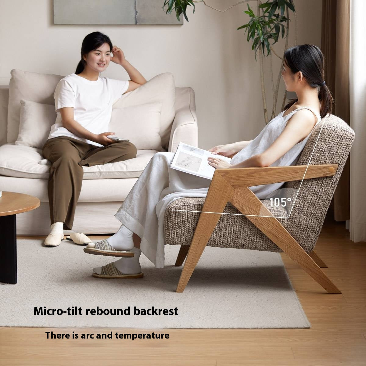 Oak Solid Wood Sofa Chair