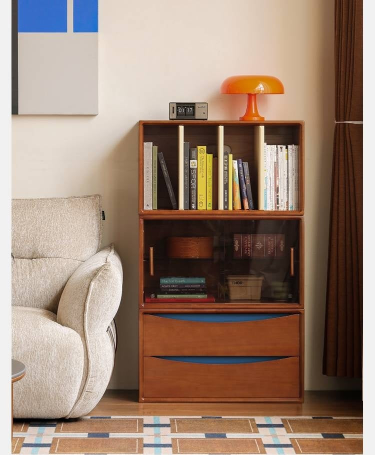 Poplar Solid Wood TV Cabinet Antique Style Module Combination.