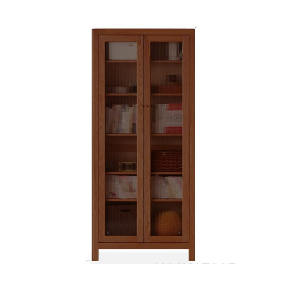 Solid Rubberwood, Oak Solid Wood Modern Bookcase