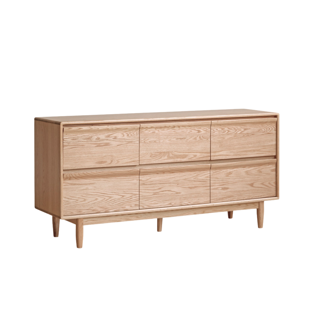 Ash Solid Wood Log Style Six Drawers Cabinet