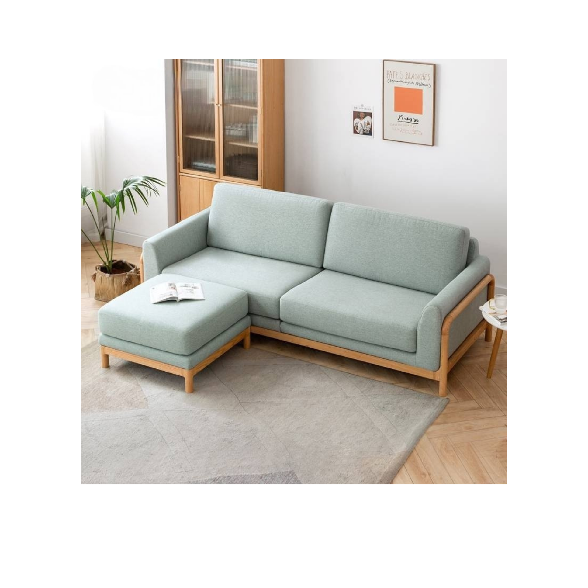 Fabric Wooden Modern Sofa Footstool