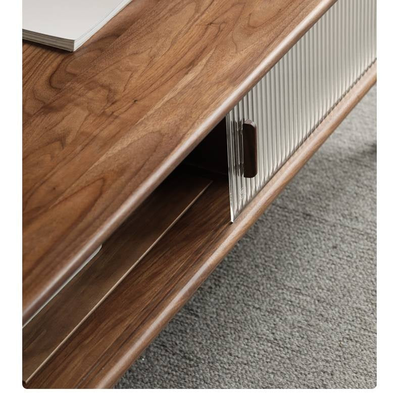 Black Walnut, Oak, Solid Rubberwood Solid Wood Modern Style Tea Table