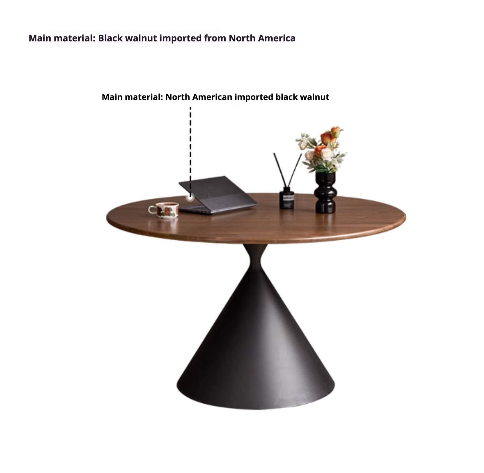 Black Walnut Solid Wood Light Luxury Style Dining Table