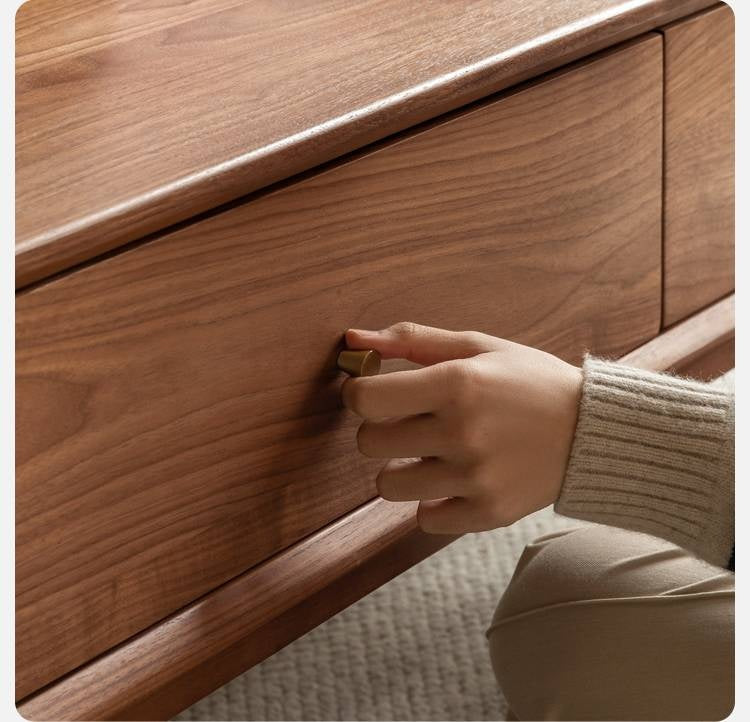 Golden Sandalwood, Black Walnut Solid Wood Rock Plate Tea Table