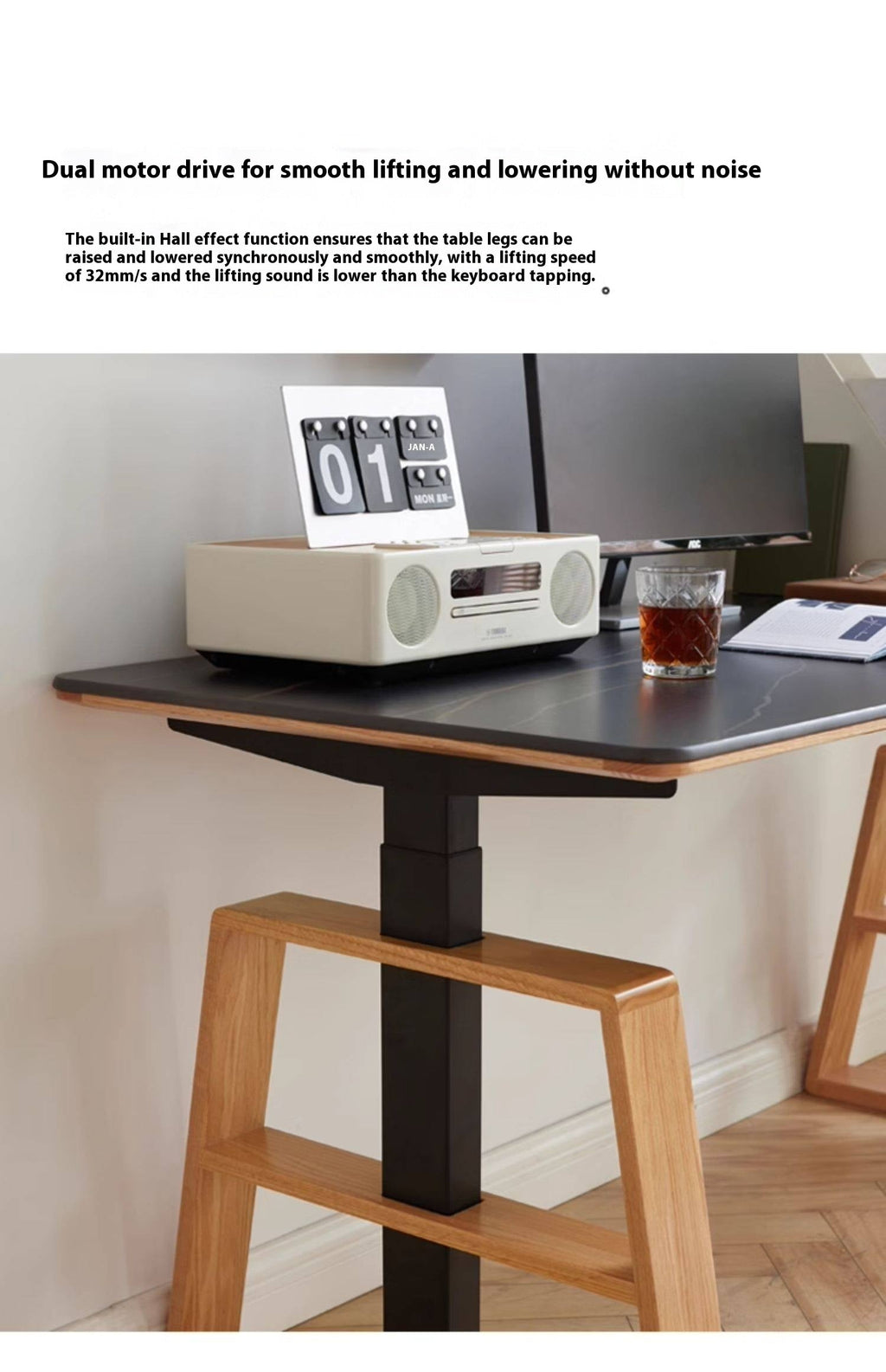 Oak Solid Wood Dual Electric Lifted Office Desk