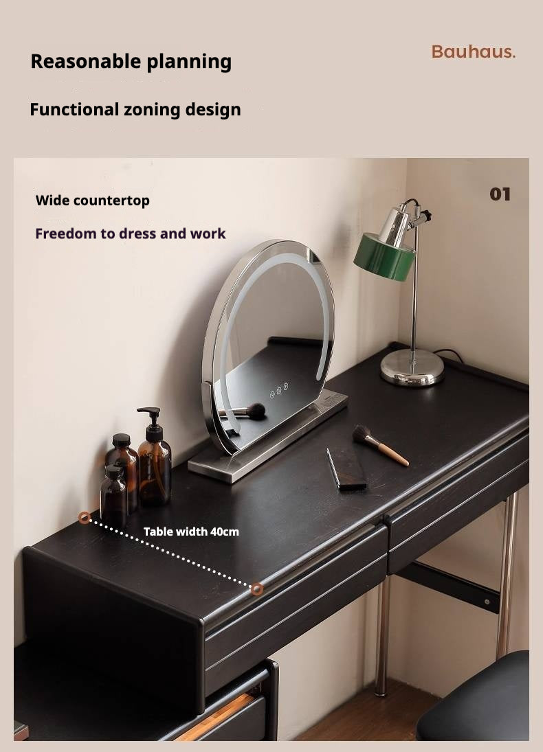 Ash Solid Wood Bauhaus Retractable Makeup Table