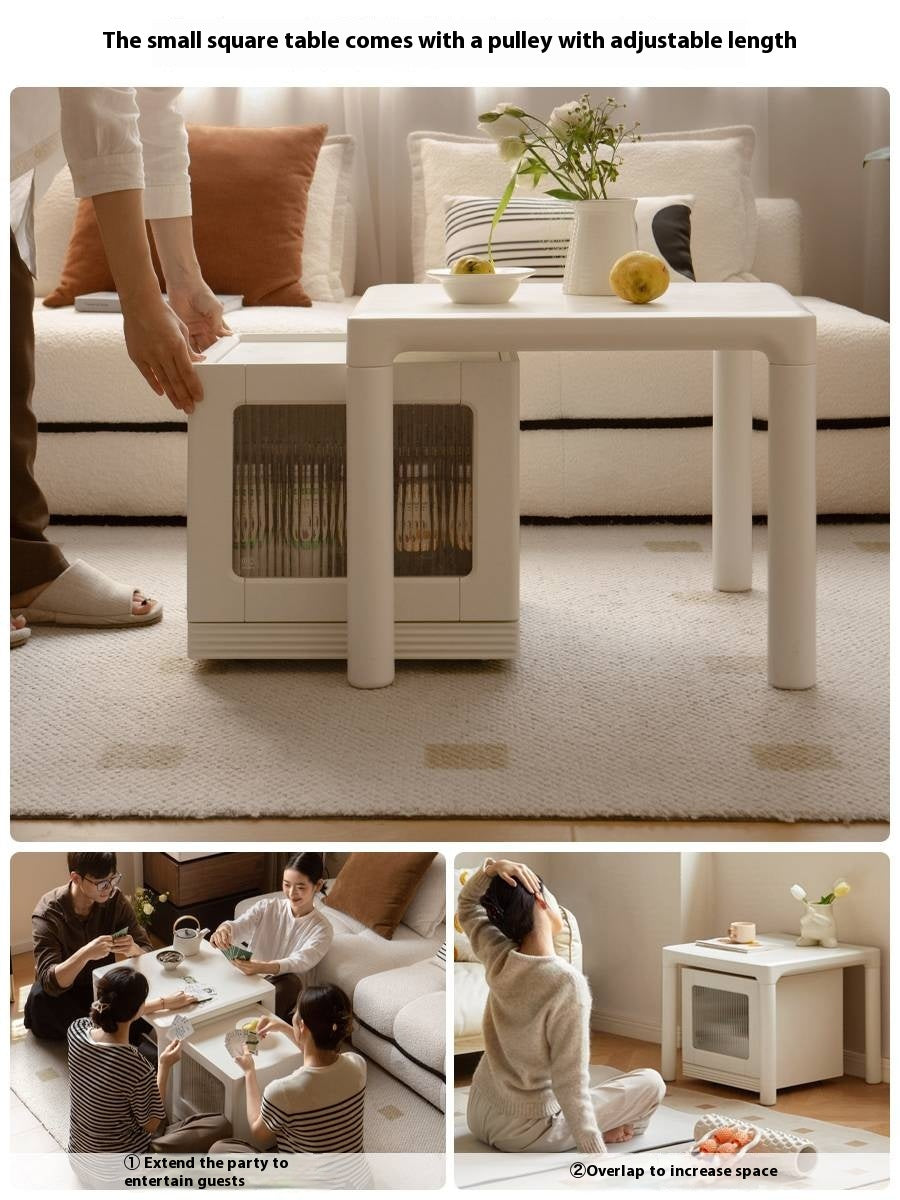 Poplar Solid Wood Cream Style Coffee Table Combination