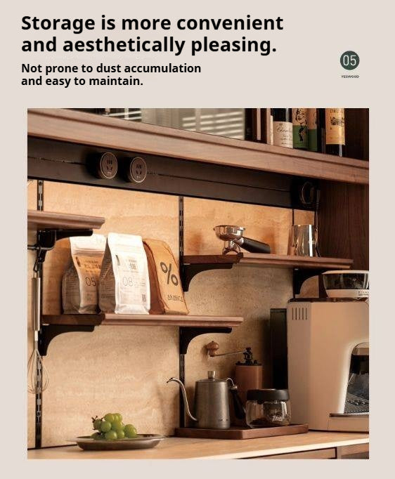 Black Walnut Solid Wood Dining Cabinet Antique Style Rock Board