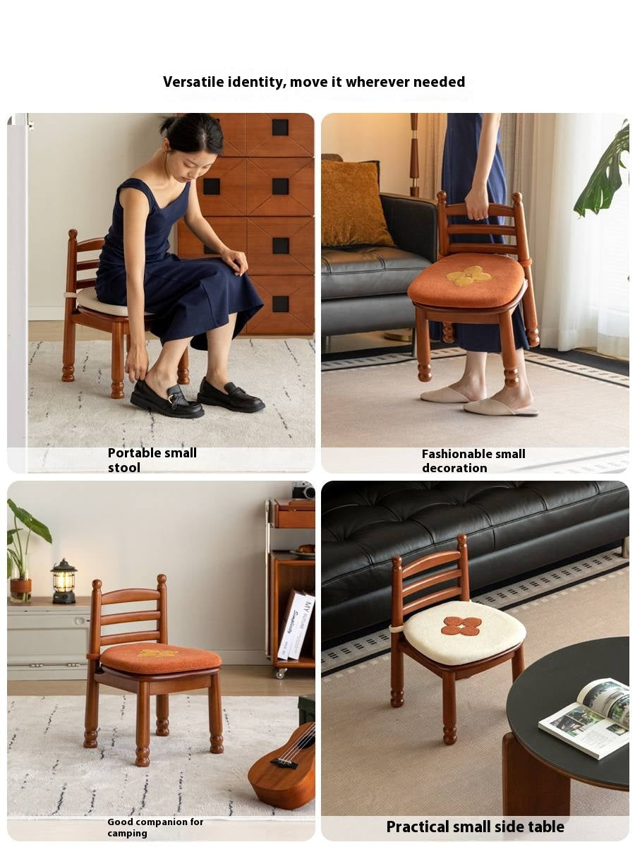 Beech Solid Wood Backrest Chair Medieval Style Soft Padded Chair