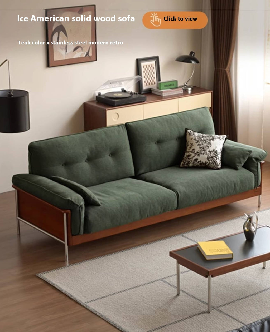 Poplar Solid Wood Medieval Style Rock Plate Coffee Table