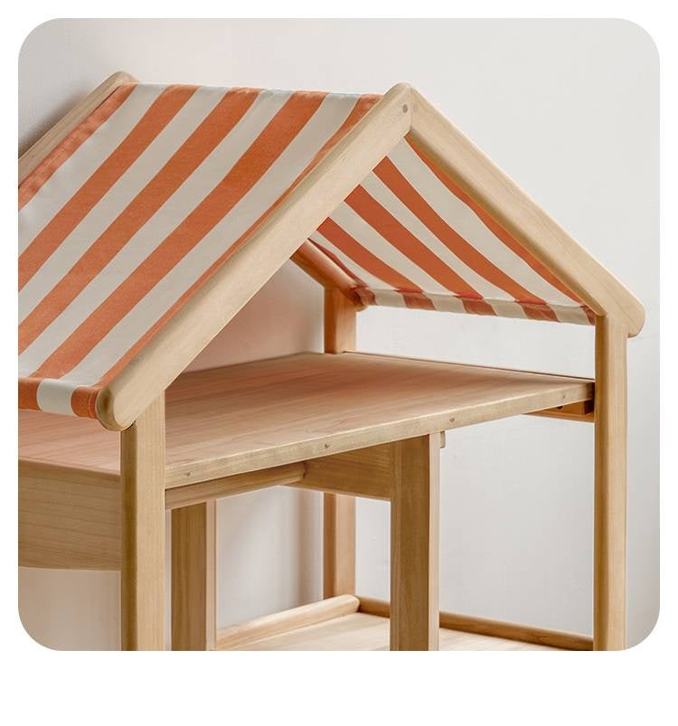 Poplar Solid Wood Children's Toy Storage Cabinet and Wardrobe With Hangers