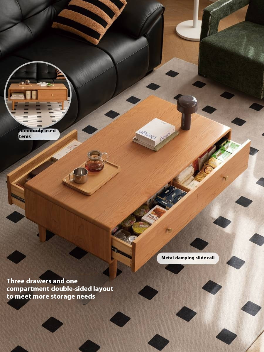 Cherry Solid Wood Medieval Style Coffee Table