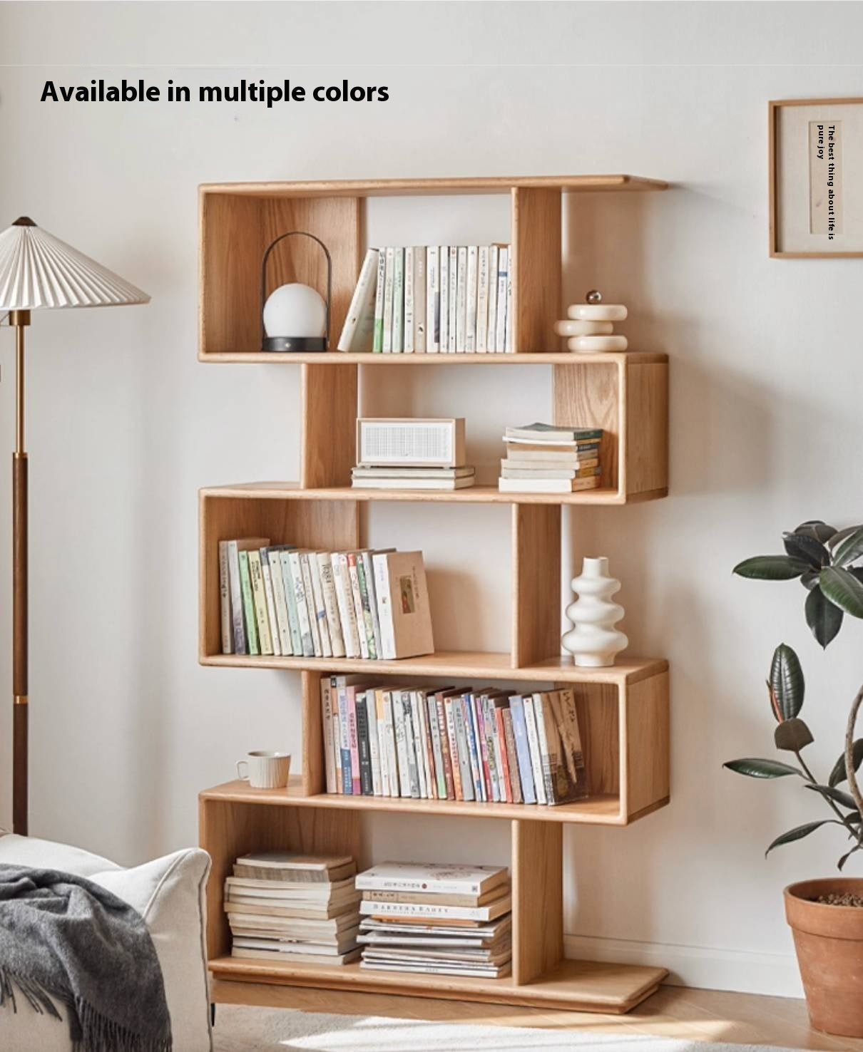 Oak Solid Wood Modern Minimalist Style Bookshelf
