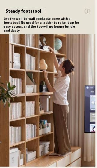 Oak Solid Wood Cream Style Study  Bookcase