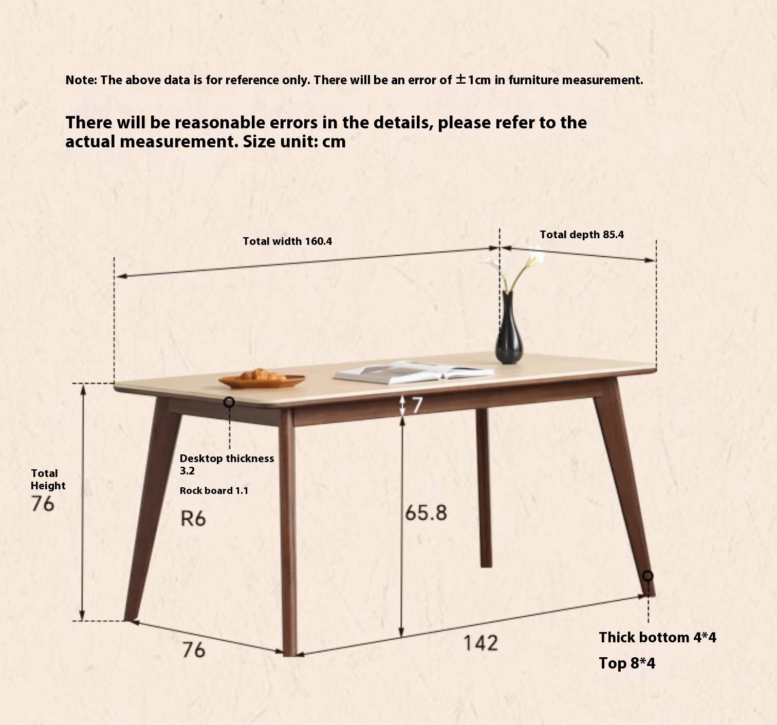 Black Walnut Solid Wood Vintage Rock Plate Dining Table