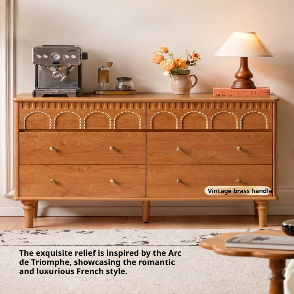 Cherry Solid Wood French Retro Bucket Cabinet