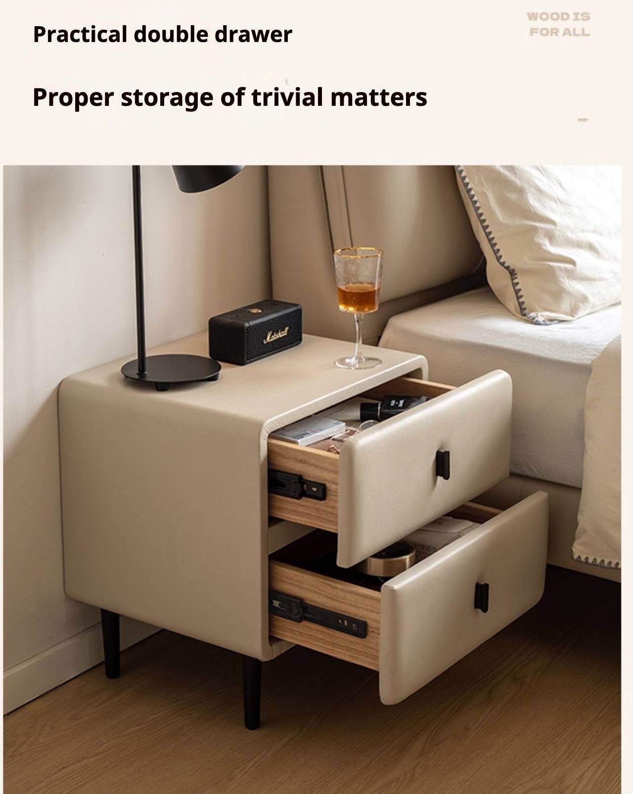 Fabric Cream Style Soft Nightstand