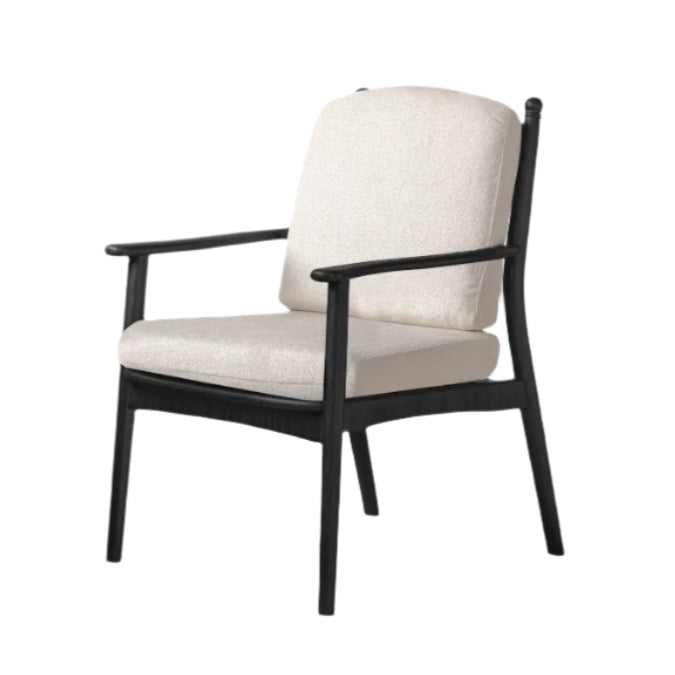 Poplar Solid Wood French Retro Black Backrest Soft Armchair