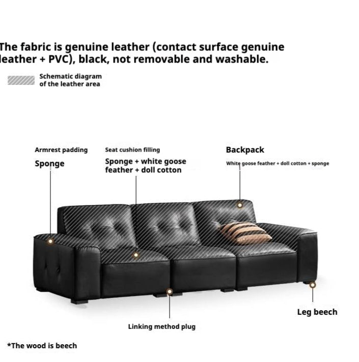 Light Luxury Black Diamond Straight Sofa