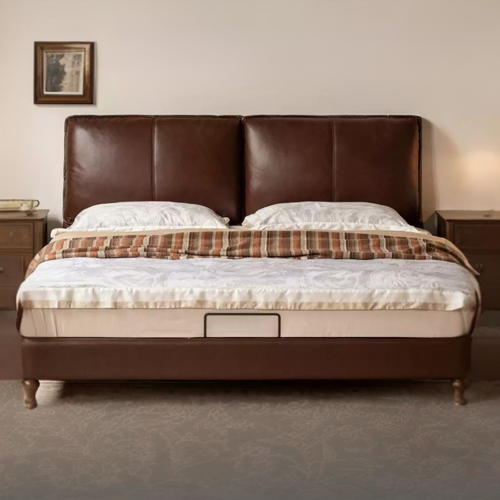 Leather Art Light Luxury Leather Bed