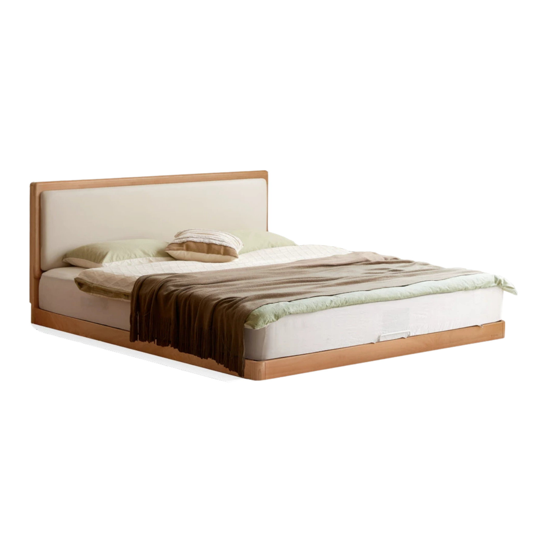 Beech Solid Wood Modern Simple Soft Leaning Platform Bed