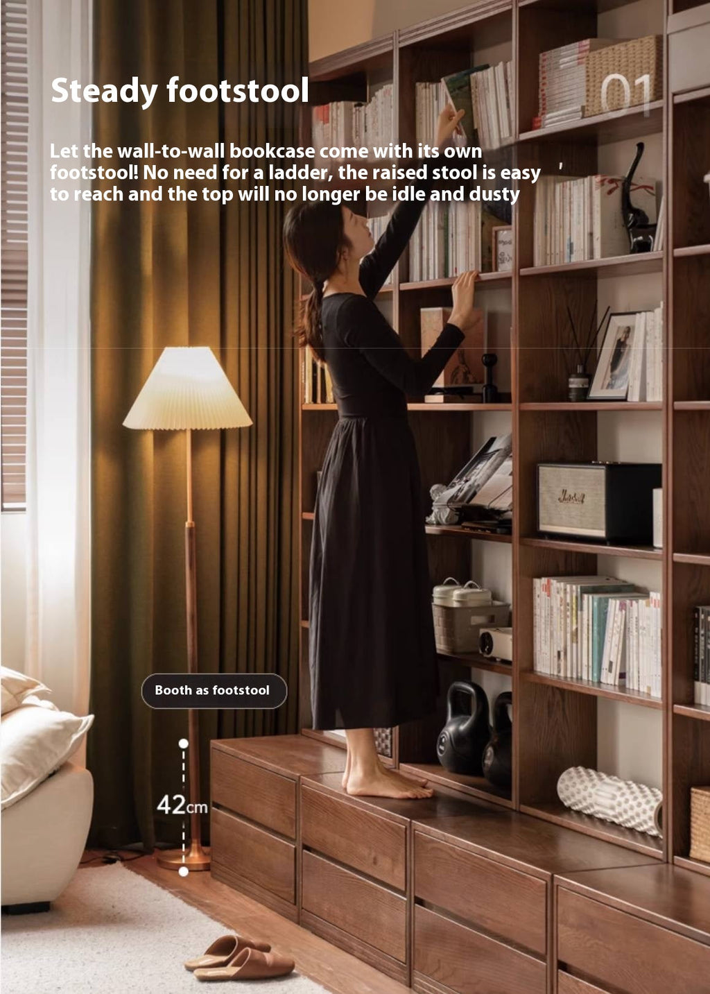 Oak Solid Wood Modern Minimalist Style Bookcase And Storage