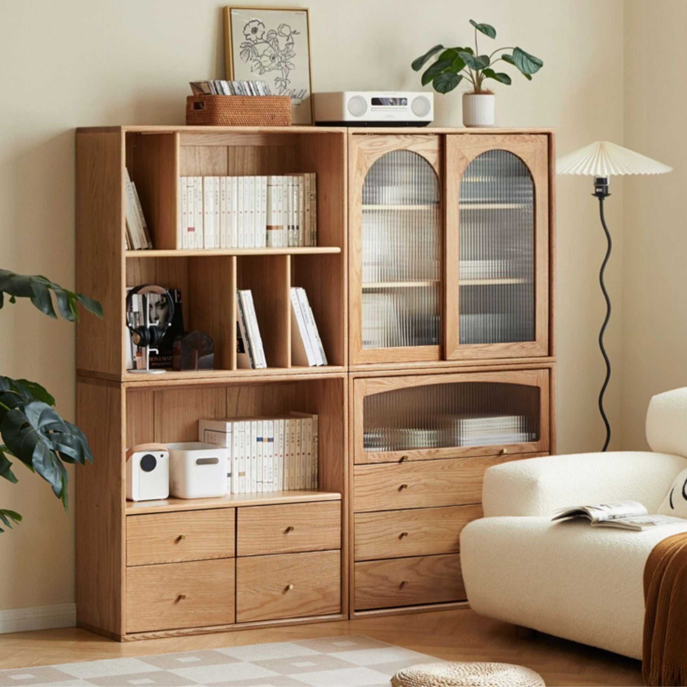 Oak Solid Wood Modern Free Combination Bookshelf