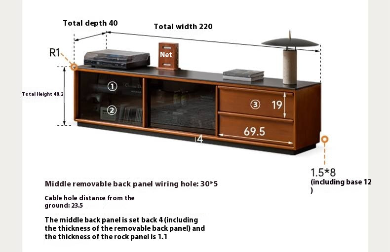 Poplar Solid Wood Medieval Style TV Stand
