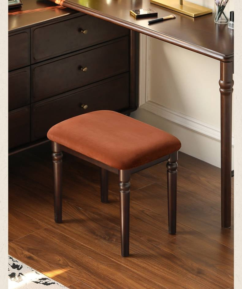 Beech Solid Wood American Retro Style Makeup Stool