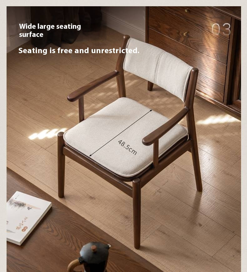 Golden Sandalwood Solid Wood Dining Soft Chair