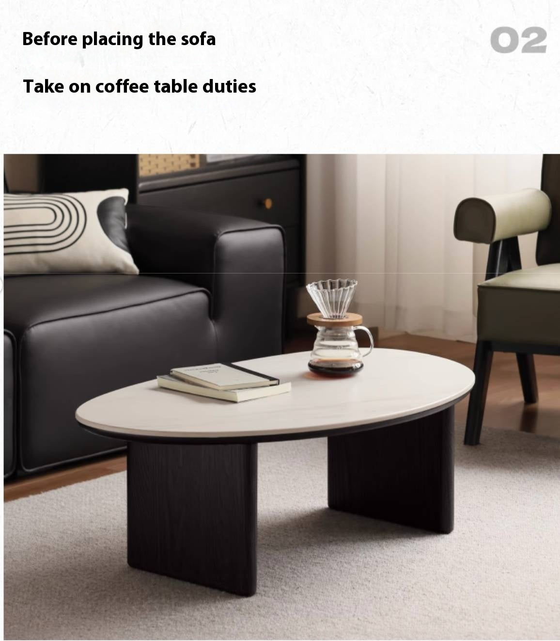 Oak Solid Wood Rock Slab Coffee Table Combination