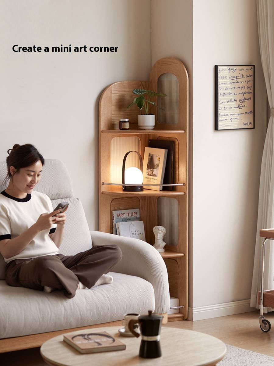 Oak, Ash Solid Wood Corner Bookshelf