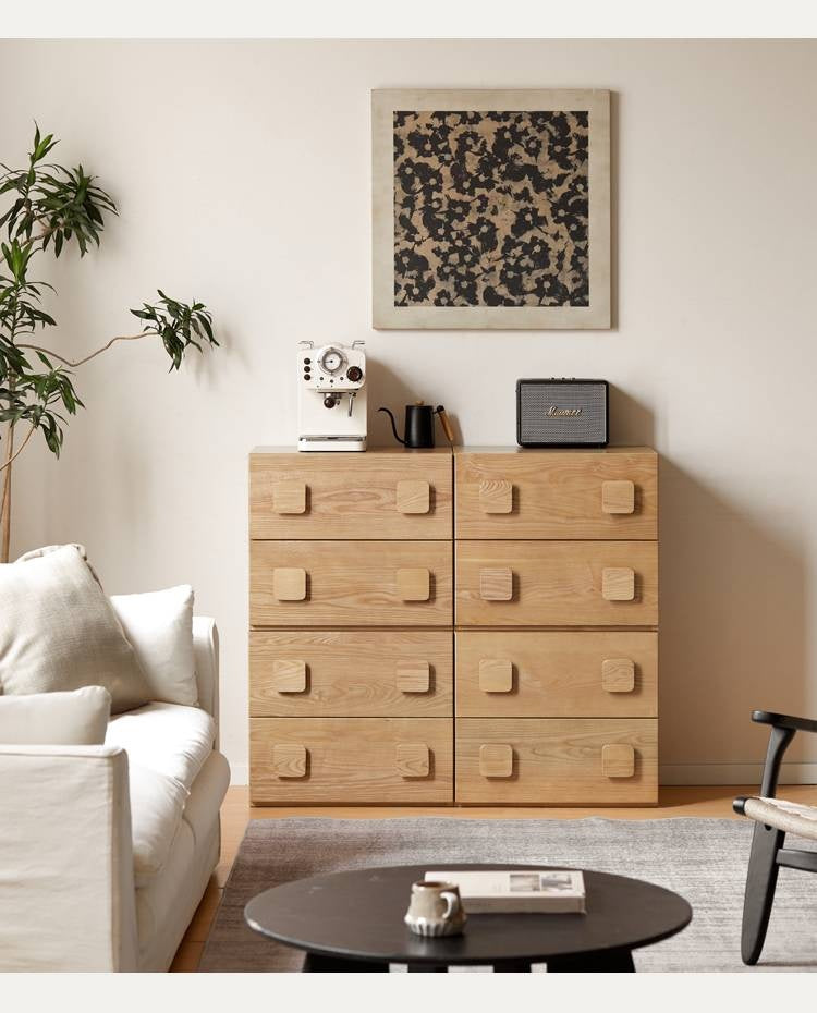 Ash Solid Wood Floor-Standing Module Combination TV Stand