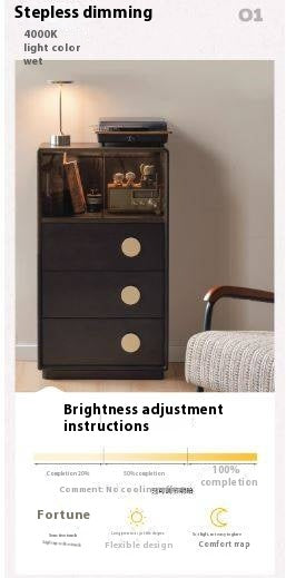 Ash Solid Wood Black Floor Standing Side Cabinet