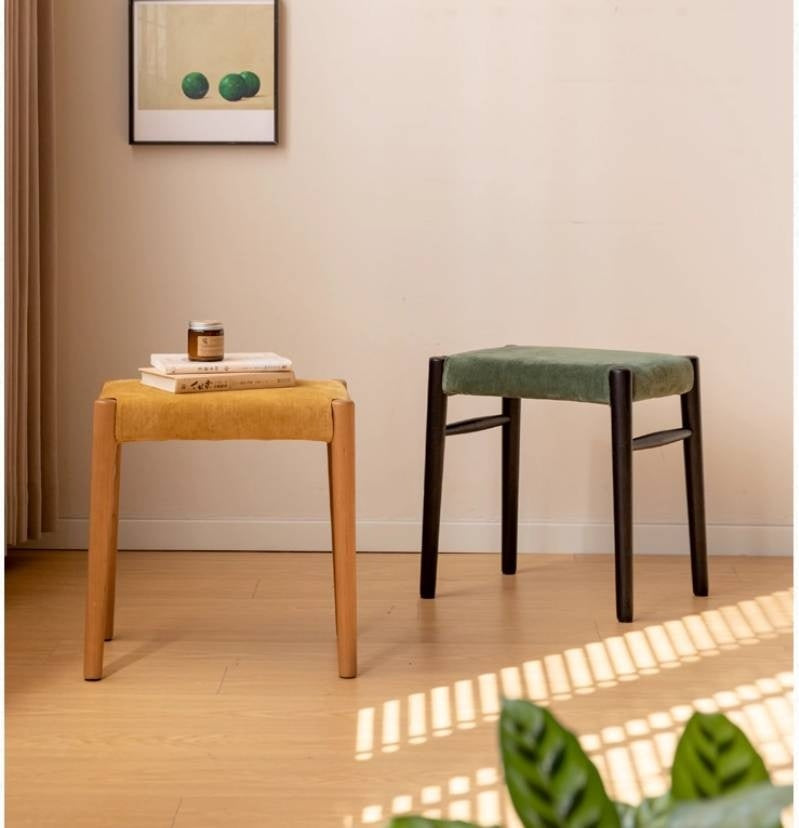 Cherry, Oak Solid Wood Retro Makeup Stool