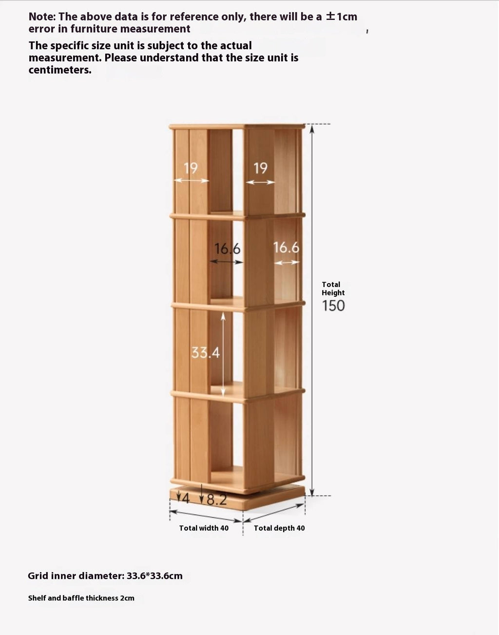 Beech Solid Wood Rotating Bookshelf