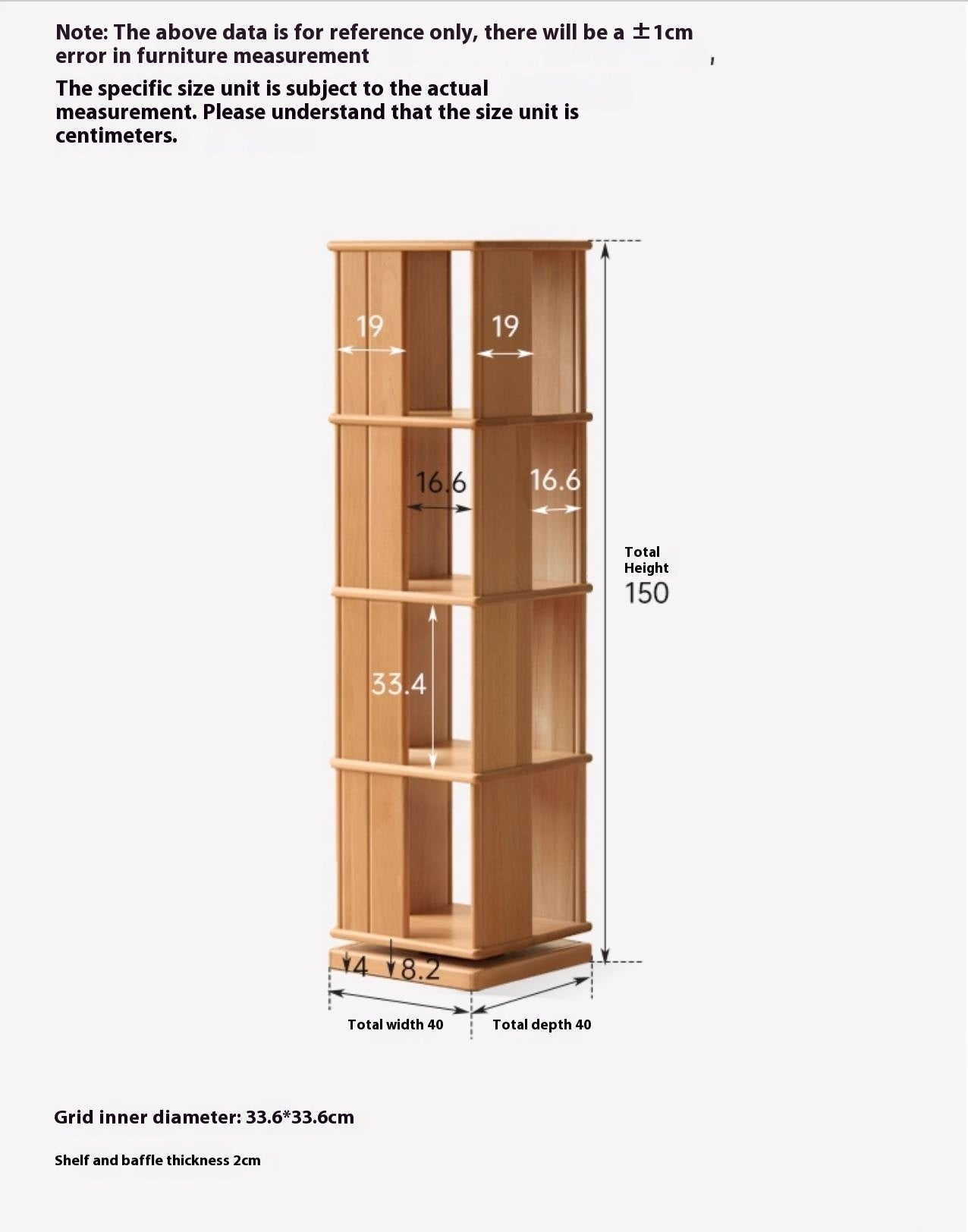 Beech Solid Wood Rotating Bookshelf
